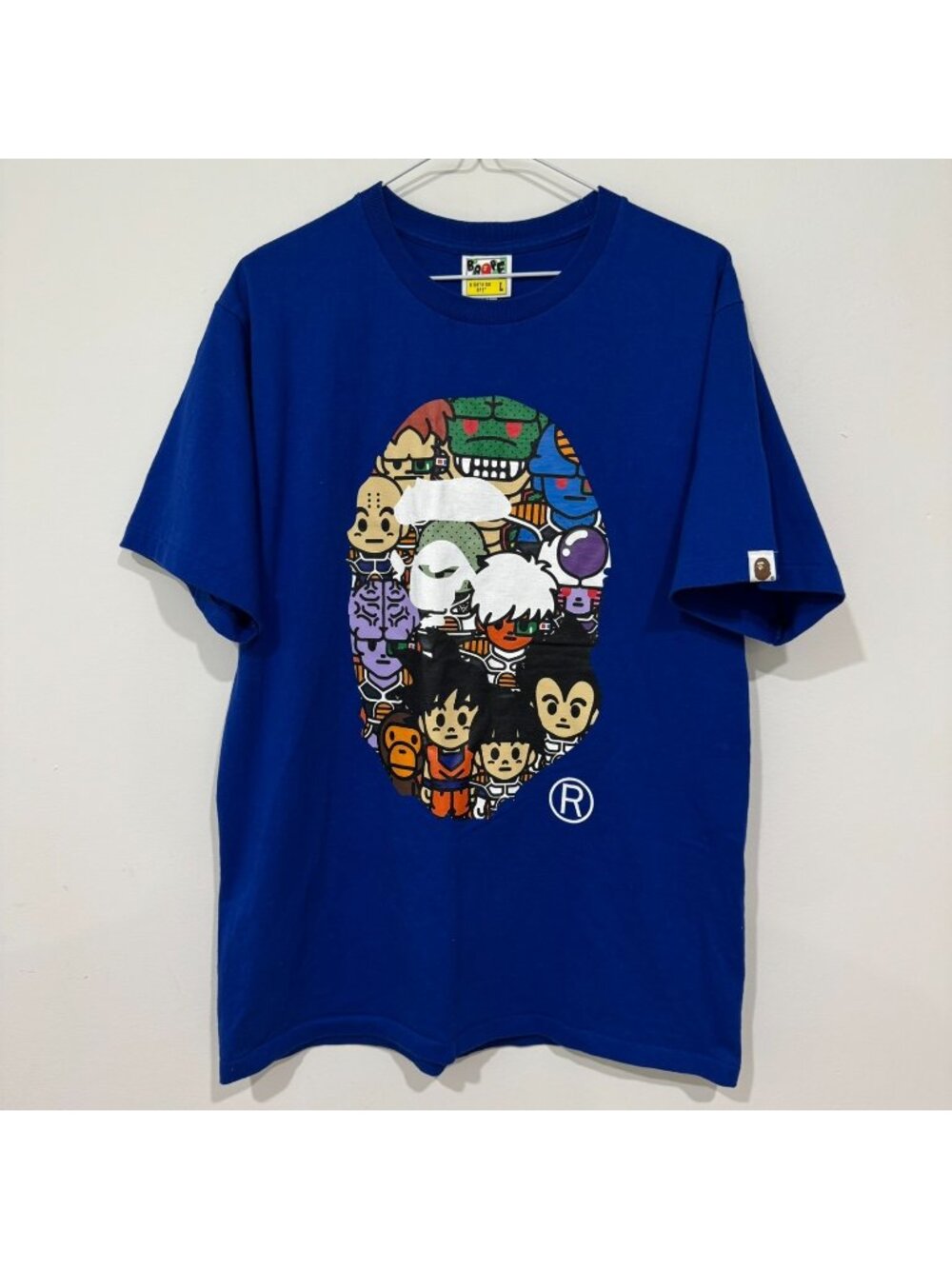 A Bathing Ape BAPE Baby Milo x Dragon Ball Z Ape Head T-shirt Blue Size L